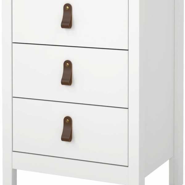 Sengebord/natbord Vesterholm Lunor 3 skuffer hvid FSC H70ÃB44ÃD38 cm